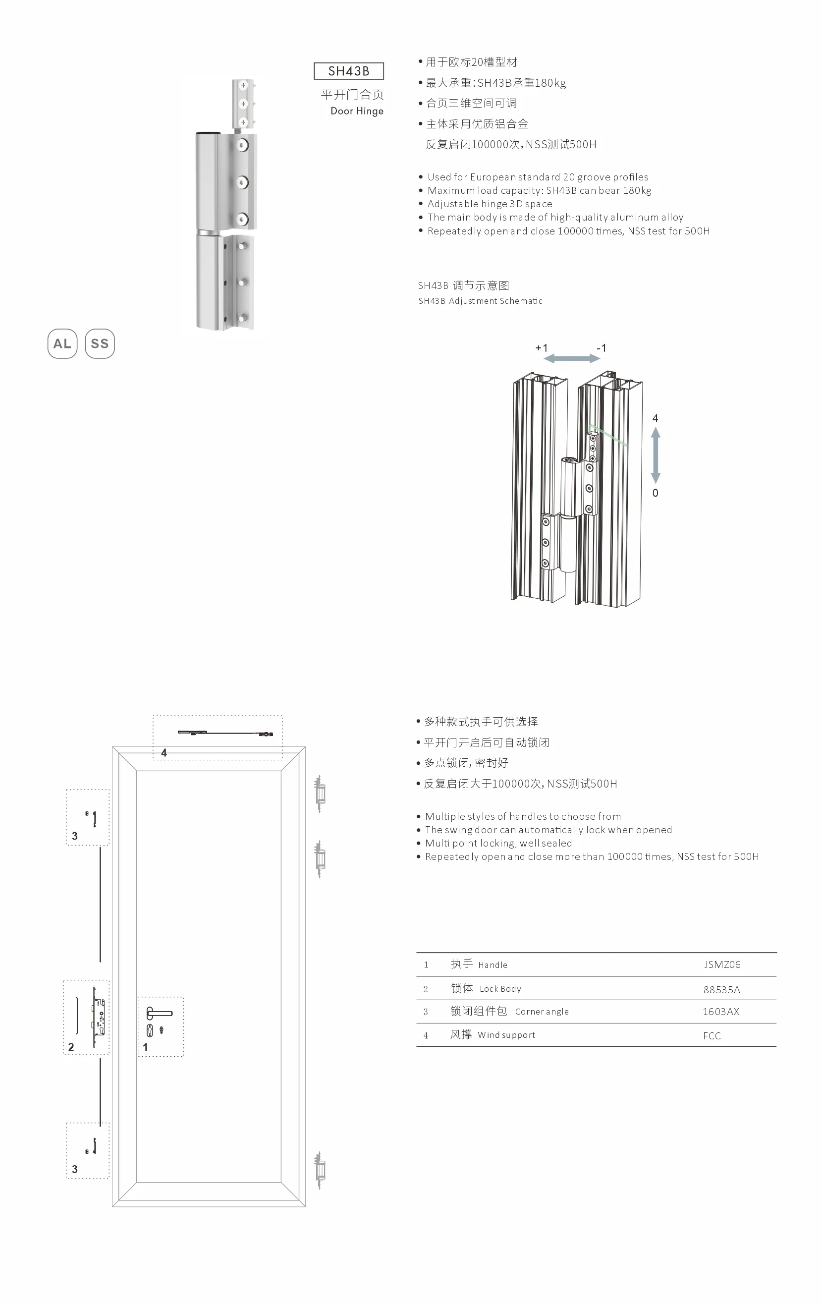 Original factory technical drawing for SH43B casement door system (factory drawing)