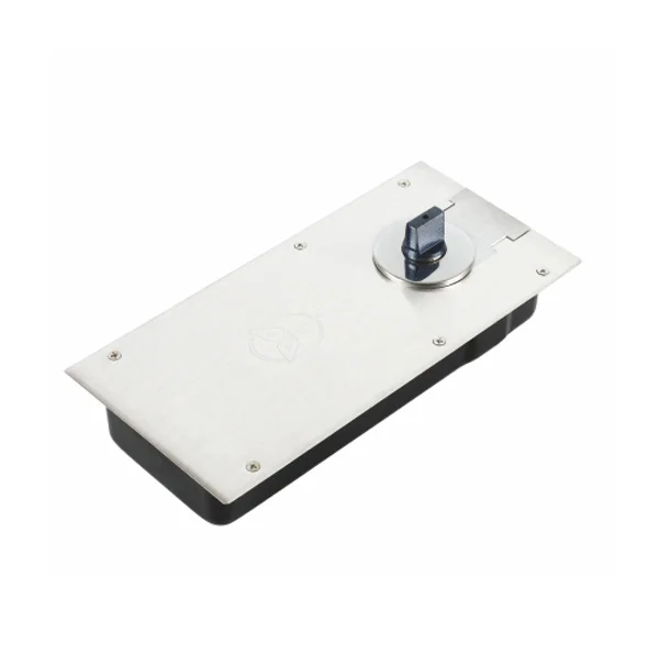 Floor spring hardware for a glass door control application