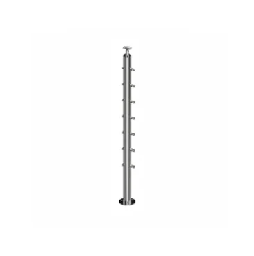 Railing post used as part of a glass railing hardware arrangement