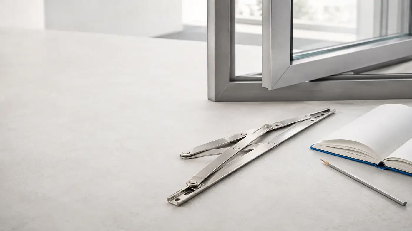 Aluminium casement window and friction stays arranged for a hardware selection review