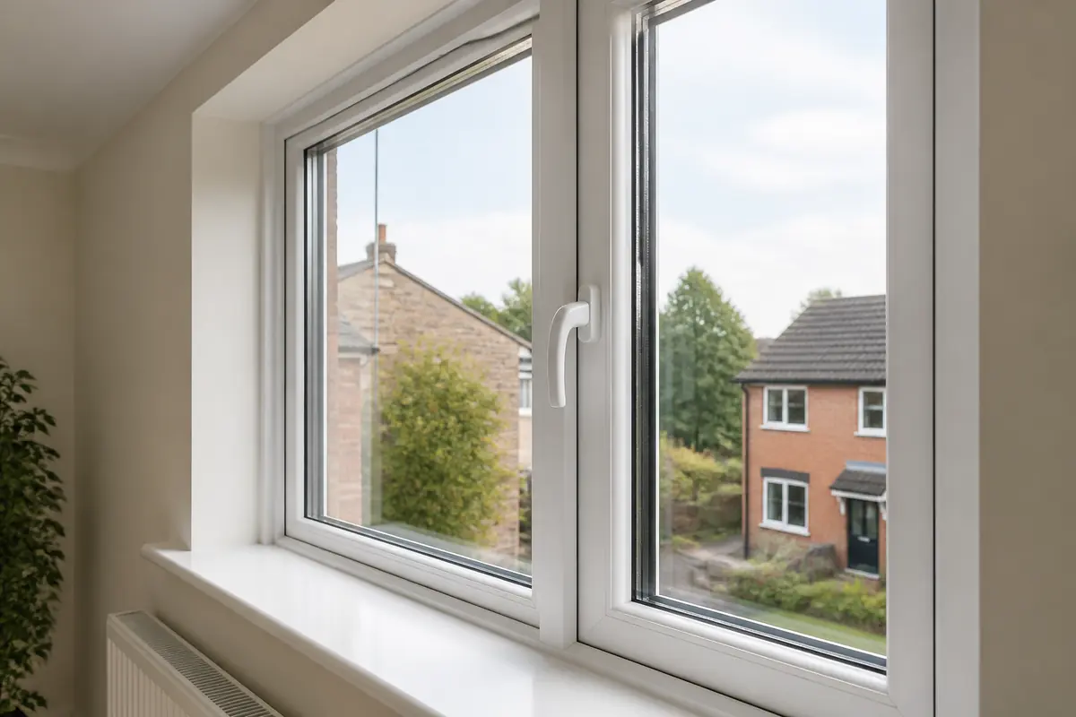 White uPVC casement window in a finished residential interior